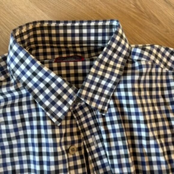 Untuckit Blue Black Gingham Button Up Shirt Large - Picture 6 of 7